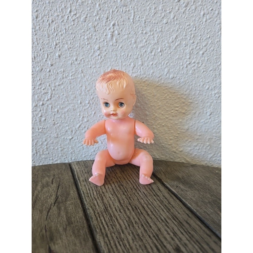 Vintage 1960's 6" Baby Doll Sleepy Eyes Articulated Limbs Hard Plastic Hong Kong